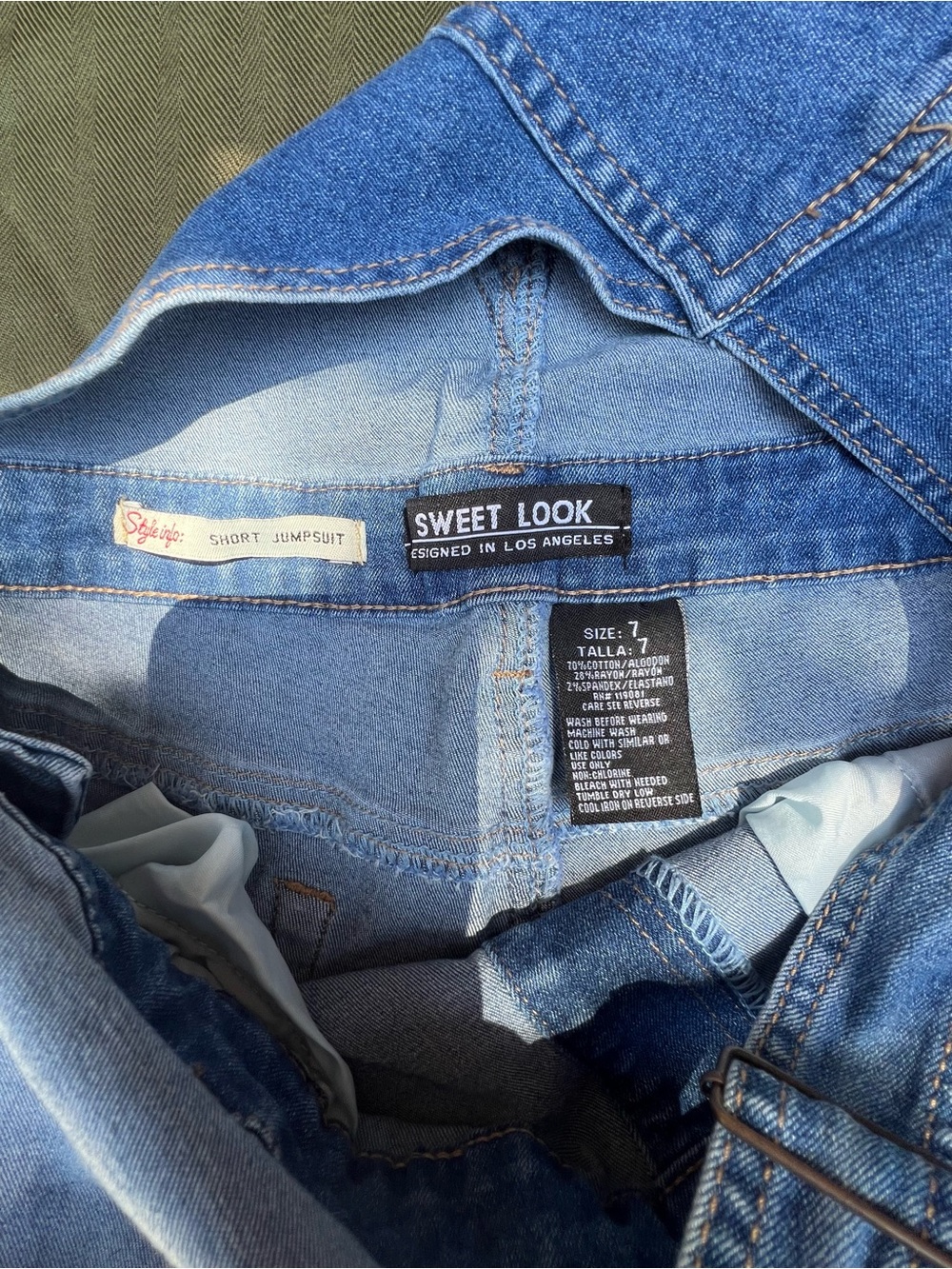 Women Blue Denim Short Overalls - Tee Styling Size 7 - Picture 5 of 6